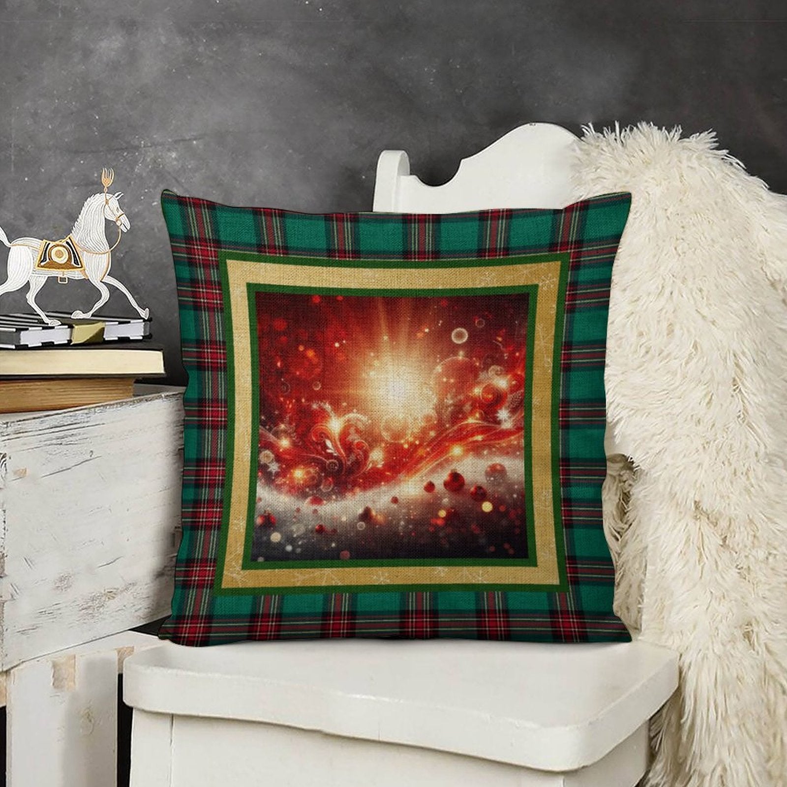 Set of 2 Cushion Covers with Matching (Not Same) Christmassy Designs