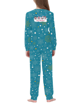Soft, Comfortable Kids Unisex PJ Set with Fun Winter Merry Christmas Kitties Design
