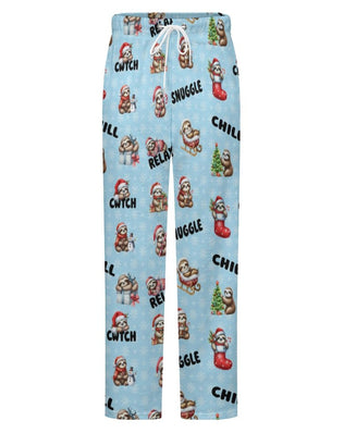 Fleecy Feel Loungewear / PJ Bottoms with Cute Sleepy Christmas Sloths
