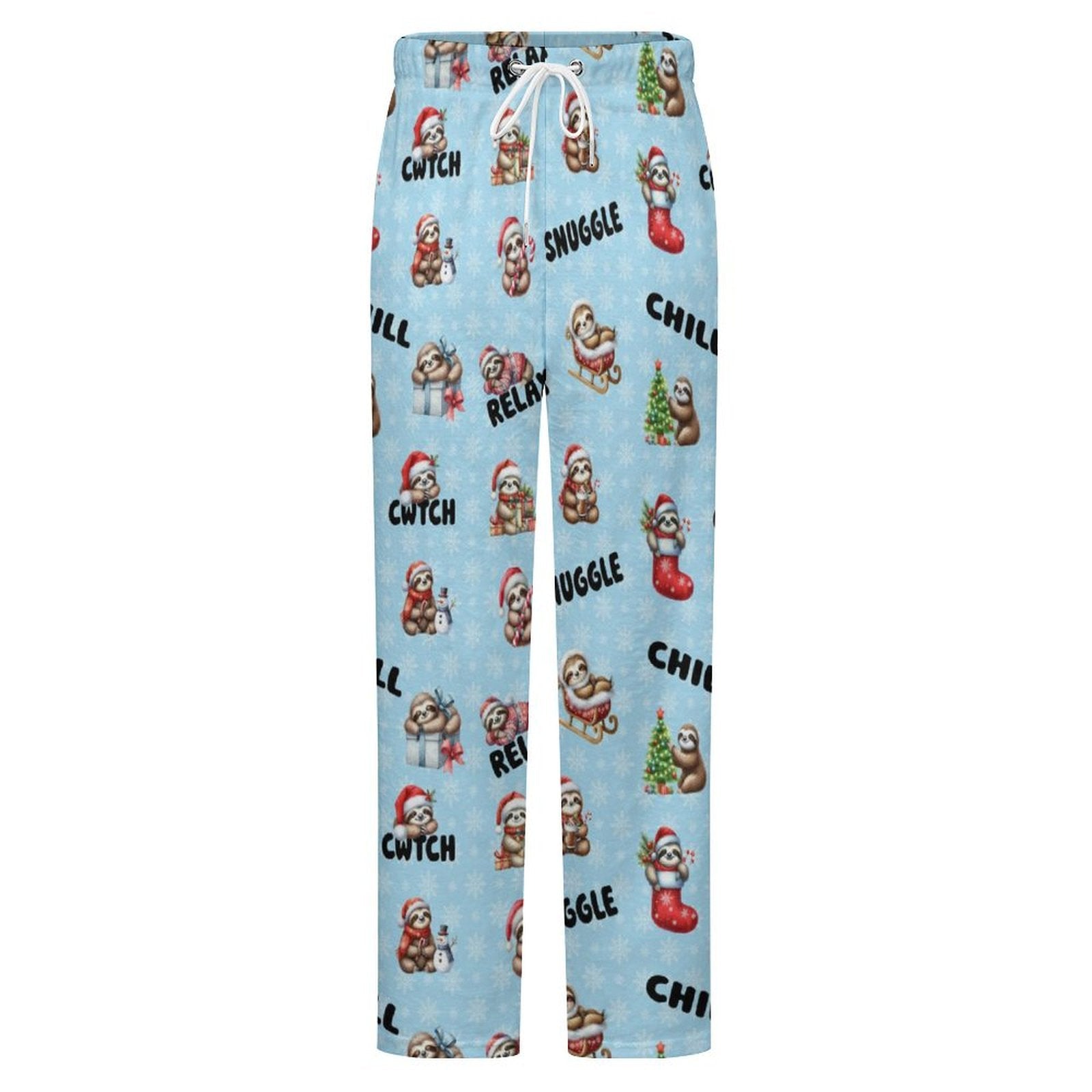 Fleecy Feel Loungewear / PJ Bottoms with Cute Sleepy Christmas Sloths