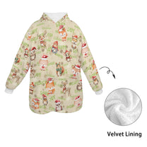 One-Size  Blanket Hoodie for Tots, Featuring Woodland Friends Celebrating Christmas