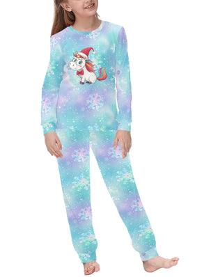 Soft, Comfortable Kids Unisex PJ Set with Cute Christmas Unicorn