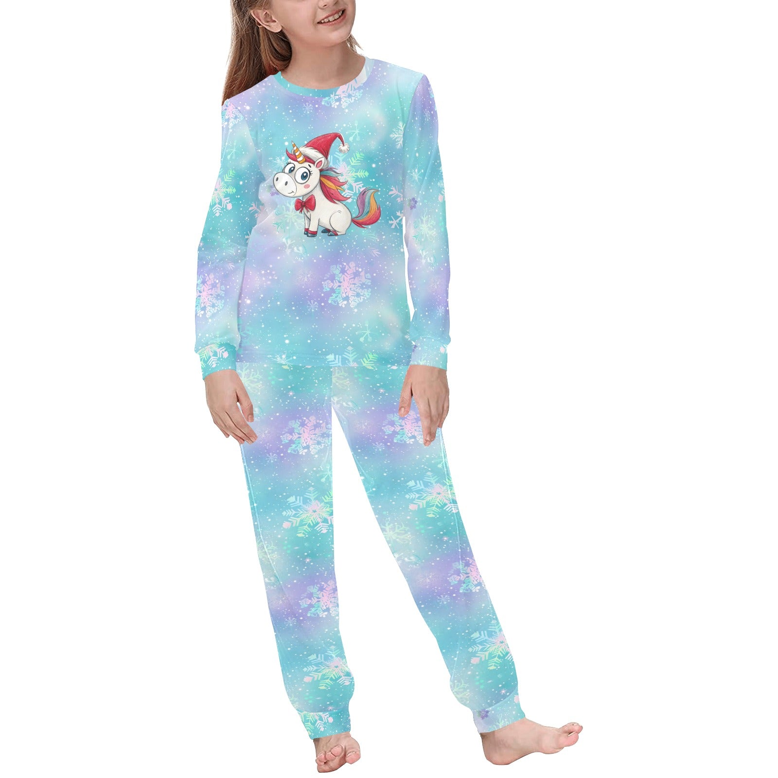 Soft, Comfortable Kids Unisex PJ Set with Cute Christmas Unicorn