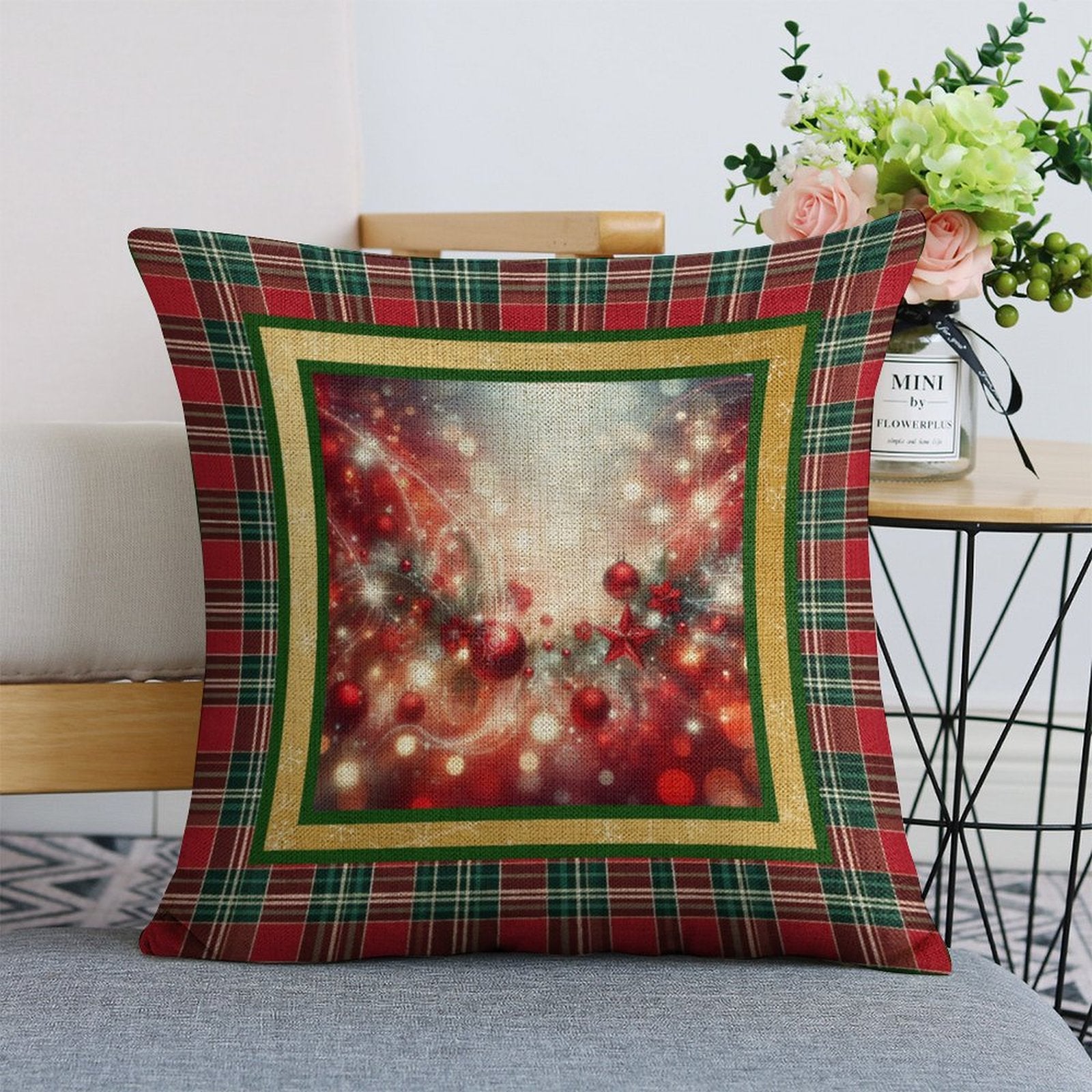 Set of 2 Cushion Covers with Matching (Not Same) Christmassy Designs