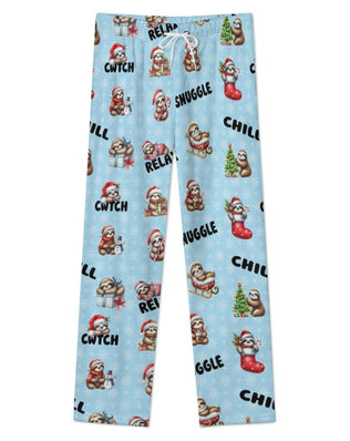 Fleecy Feel Loungewear / PJ Bottoms with Cute Sleepy Christmas Sloths