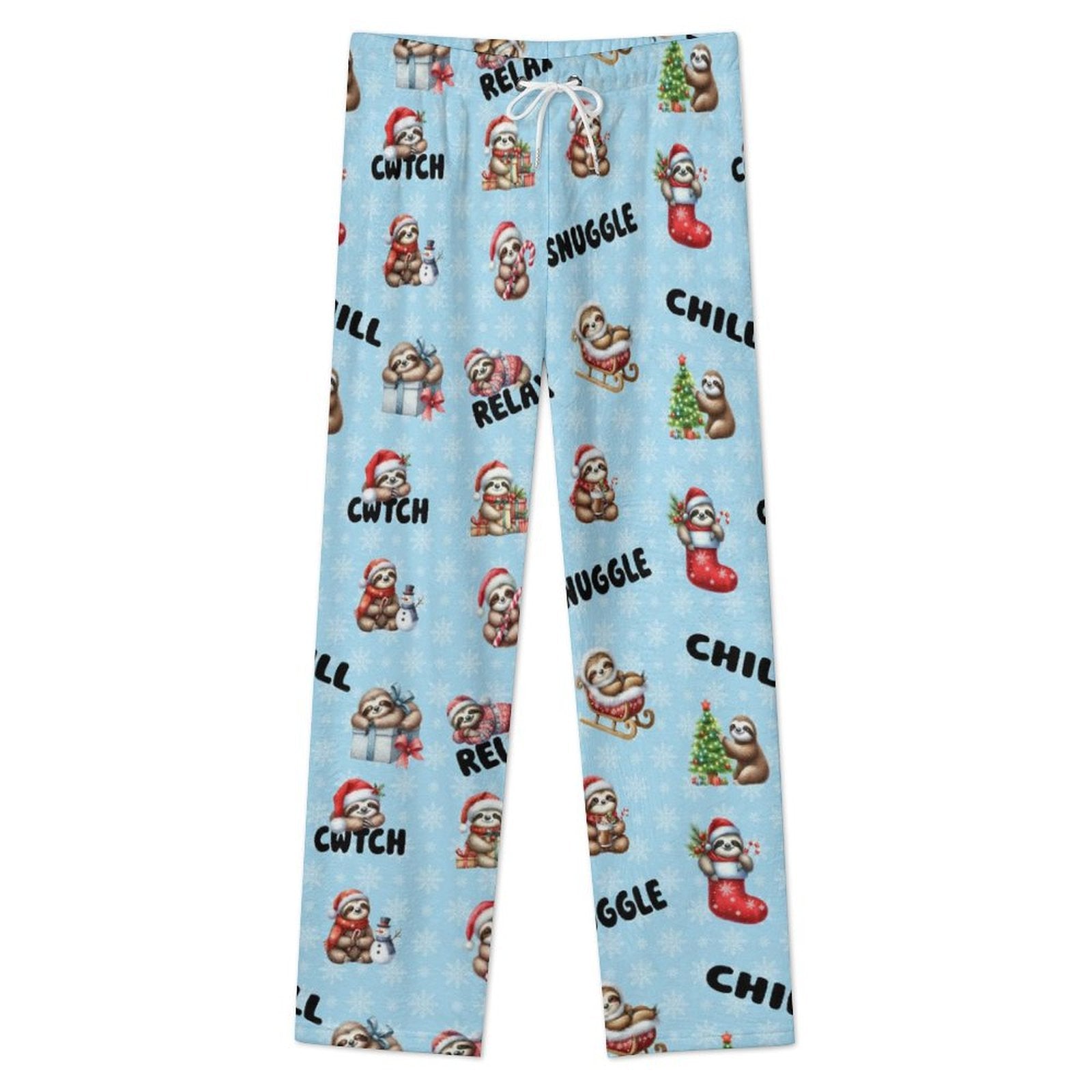 Fleecy Feel Loungewear / PJ Bottoms with Cute Sleepy Christmas Sloths