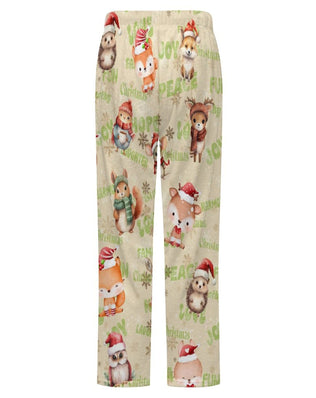 Fleecy Feel Loungewear / PJ Bottoms with Sweet Christmas Woodland Friends Design