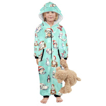 Christmas Artic Friends, Fleecy, Zip-Up Onesie Loungewear for Little Kids