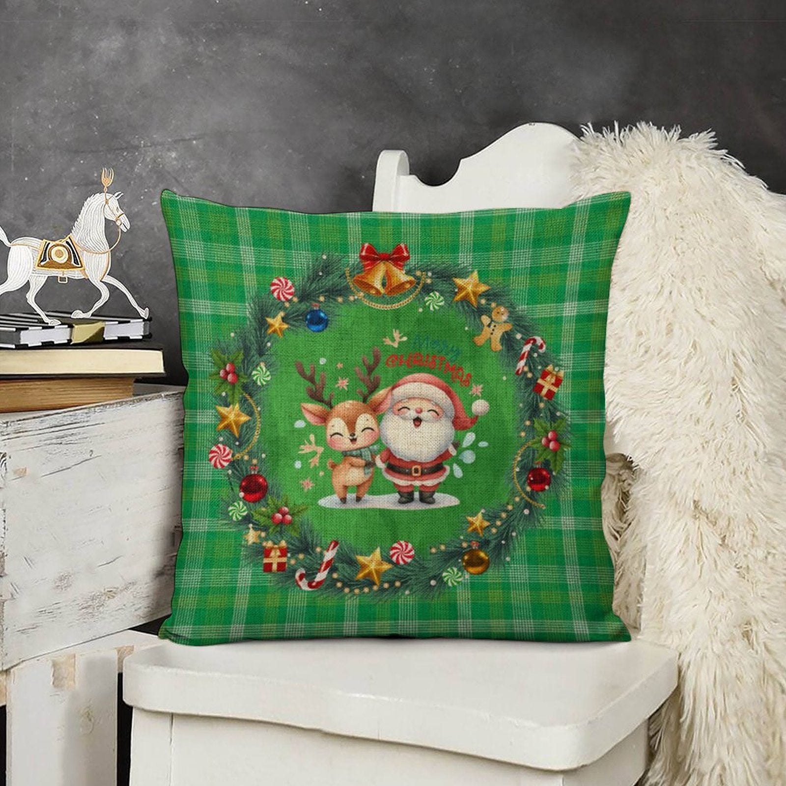 Set of 2 Cute, Colourful, Christmassy Cushion Covers
