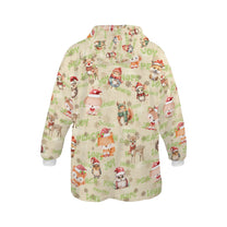 One-Size  Blanket Hoodie for Tots, Featuring Woodland Friends Celebrating Christmas