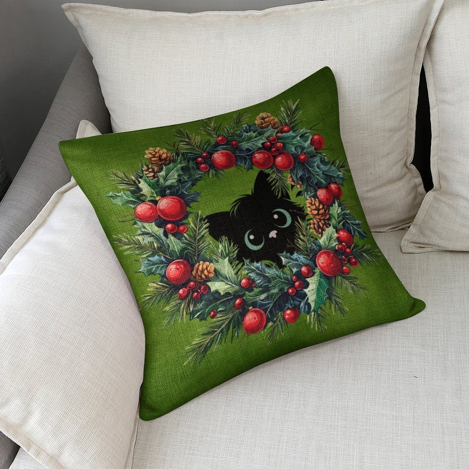 Set of 2 Cushion Covers with Cute Christmas Designs