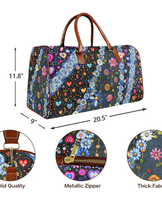 Boho Travel Bag Large Capacity Travel Bag-Large (Brown Short Patch) (1737)