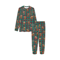 Soft, Comfortable Kids PJ Set with cute Highland Cows on Tartan Background
