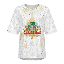 Drop-Shoulder Baggy Tee with Meaning of Christmas Design