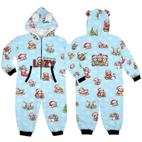 Adorable Christmas Sloths, Fleecy, Zip-Up Onesie Loungewear for Little Kids