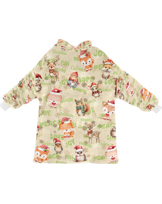 Gorgeously Soft and Snuggly Blanket Hoodie With Christmas-Woodland-Friends Design