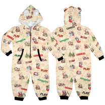 Adorable Christmas Sloths, Fleecy, Zip-Up Onesie Loungewear for Little Kids