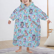 One-Size  Blanket Hoodie for Tots, Featuring Magical Friends Celebrating Christmas