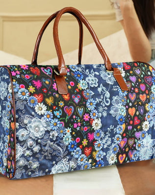 Boho Travel Bag4 Large Capacity Travel Bag-Large (Brown Short Patch) (1737)