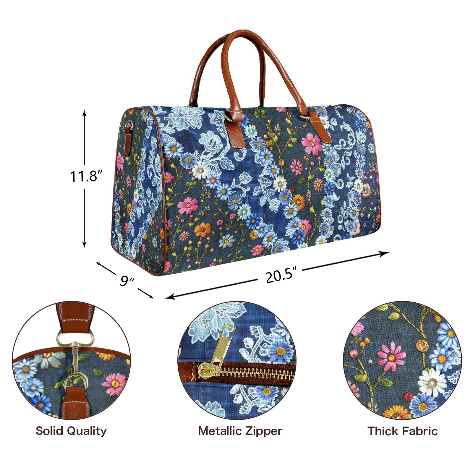 Boho Travel Bag3 Large Capacity Travel Bag-Large (Brown Short Patch) (1737)