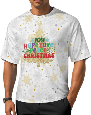 Drop-Shoulder Baggy Tee with Meaning of Christmas Design