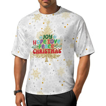 Drop-Shoulder Baggy Tee with Meaning of Christmas Design