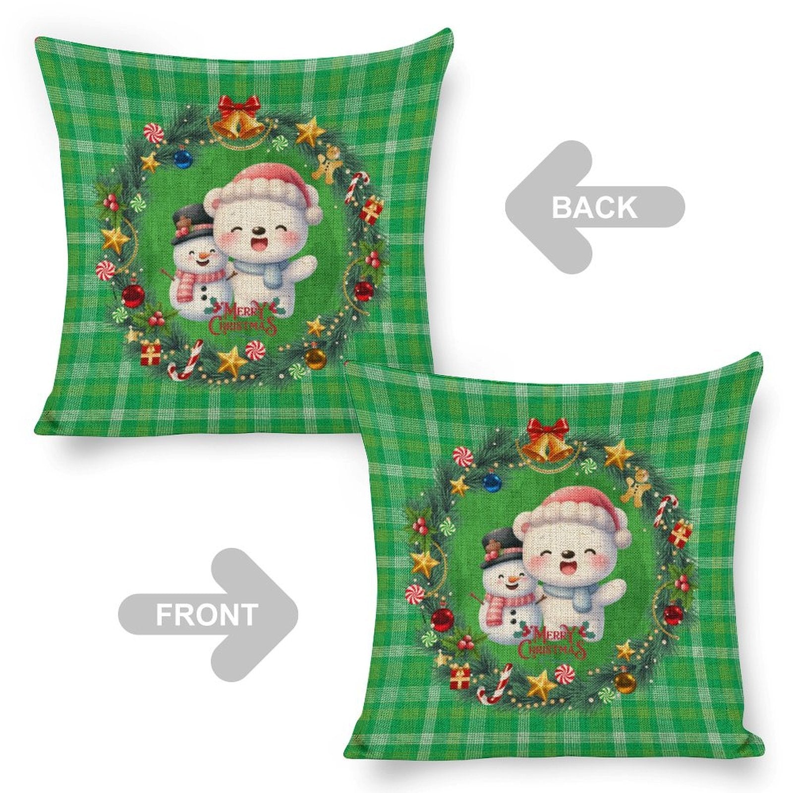 Set of 2 Cute, Colourful, Christmassy Cushion Covers