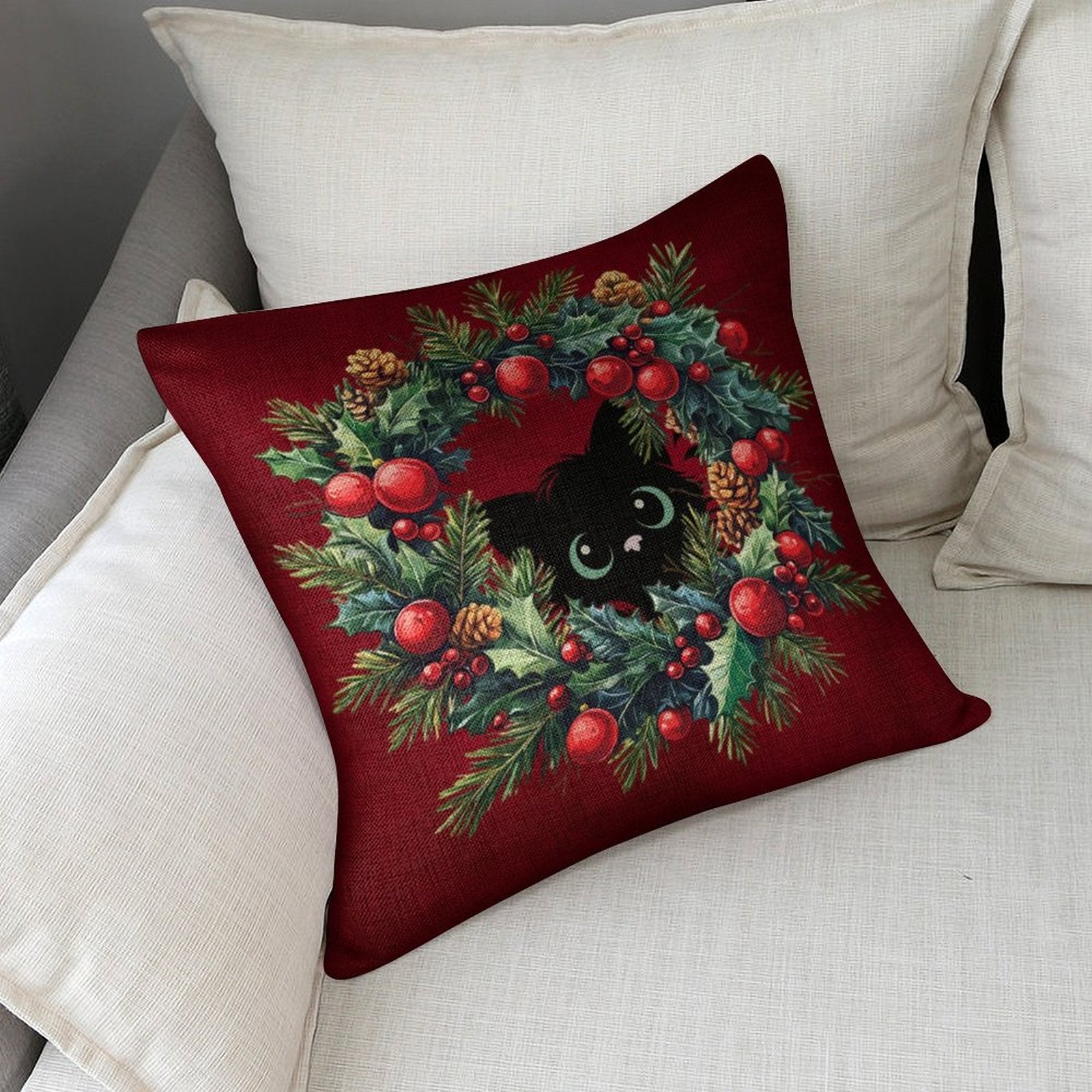 Set of 2 Cushion Covers with Cute Christmas Designs