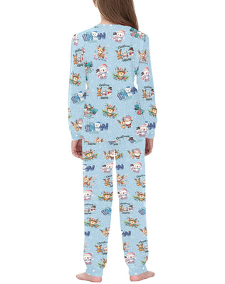 Snow Friends (Blue) - 6118 Kids' All Over Print Pajama Set