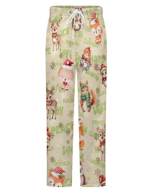 Fleecy Feel Loungewear / PJ Bottoms with Sweet Christmas Woodland Friends Design