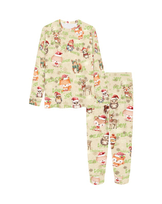 Soft, Comfortable Kids Unisex PJ Set with sweet 'Woodland Friends at Christmas' Design