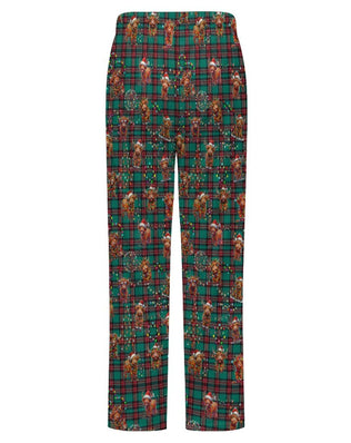 Fleecy Feel Loungewear /  PJ Bottoms with Highland Cattle on Tartan