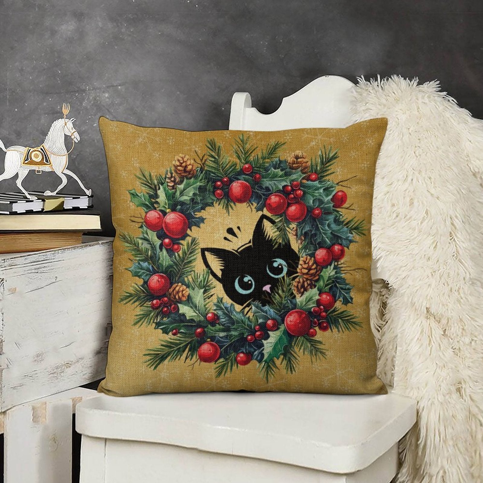 Set of 2 Cushion Covers with Cute Christmas Designs