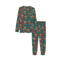 Soft, Comfortable Kids PJ Set with cute Highland Cows on Tartan Background