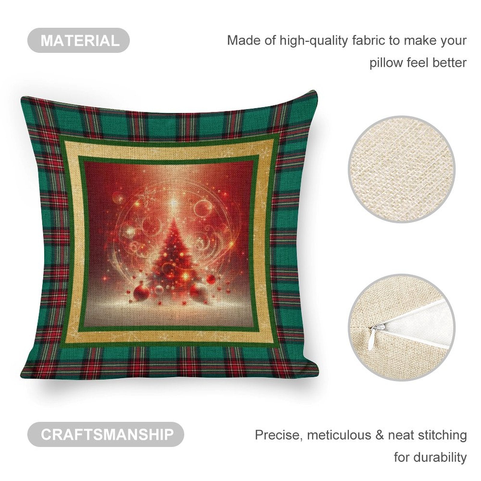 Set of 2 Cushion Covers with Matching (Not Same) Christmassy Designs