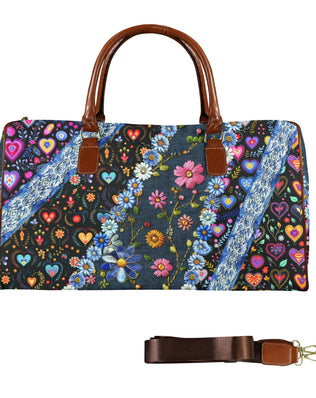 Boho Travel Bag Large Capacity Travel Bag-Large (Brown Short Patch) (1737)