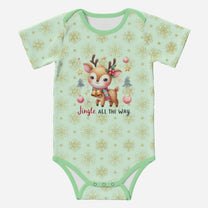 'Jingle All The Way' Reindeer; Super Cute Baby Short Sleeve Romper/Sleepsuit, Eco-Friendly Cotton