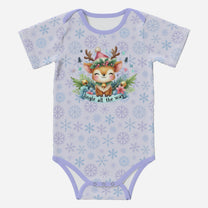 'Jingle All The Way' Reindeer; Super Cute Baby Short Sleeve Romper/Sleepsuit, Eco-Friendly Cotton