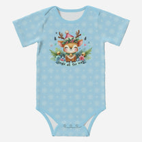 'Jingle All The Way' Reindeer; Super Cute Baby Short Sleeve Romper/Sleepsuit, Eco-Friendly Cotton