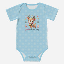 'Jingle All The Way' Reindeer; Super Cute Baby Short Sleeve Romper/Sleepsuit, Eco-Friendly Cotton