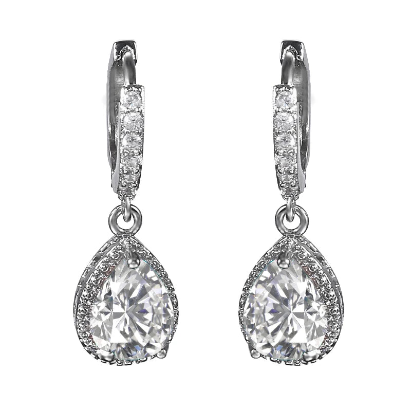 Cellacity water drop shape drop earrings 925 sterling silver earrings for charm lady with 7*9mm gemstones wedding party gift