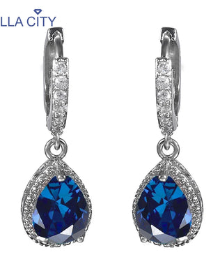 Cellacity water drop shape drop earrings 925 sterling silver earrings for charm lady with 7*9mm gemstones wedding party gift