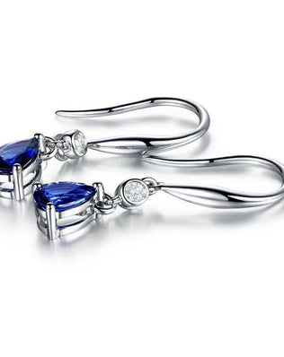 Silver 925 Earrings Water Drop Shape Zircon Gemstones