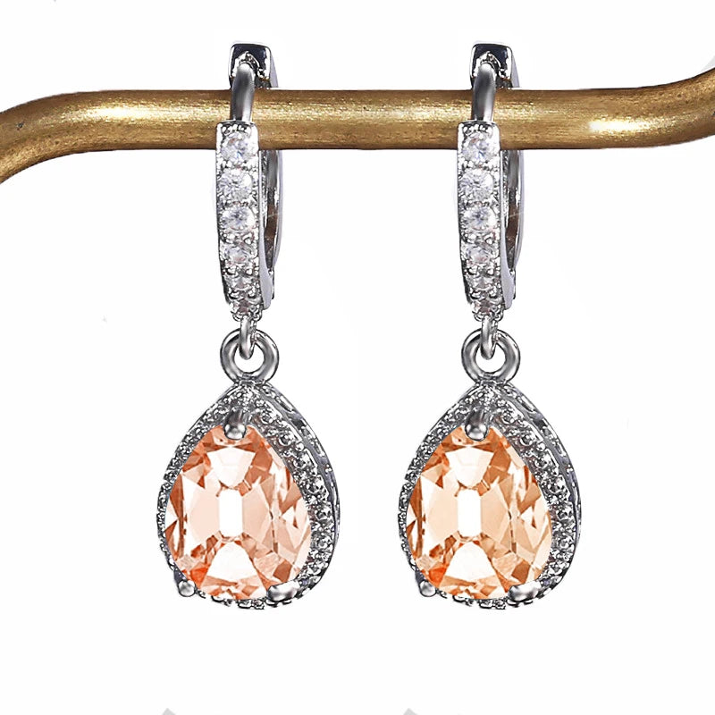 Cellacity water drop shape drop earrings 925 sterling silver earrings for charm lady with 7*9mm gemstones wedding party gift