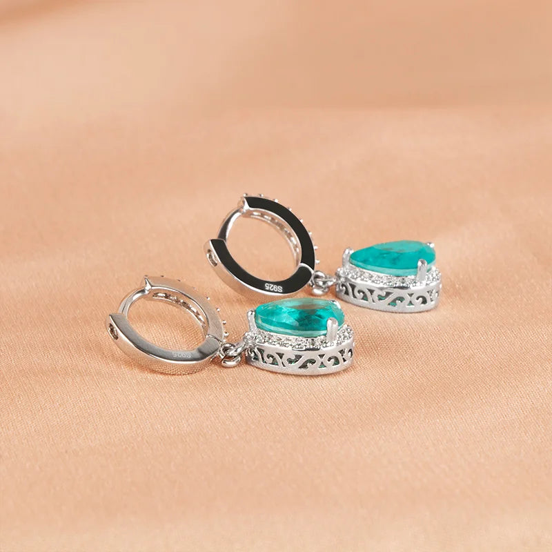 Cellacity water drop shape drop earrings 925 sterling silver earrings for charm lady with 7*9mm gemstones wedding party gift