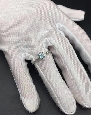 Dainty 925 Sterling Silver Ring with Pretty Blue Zircon Gemstone