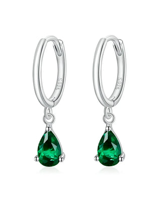 BAMOER Silver ISHWAR Green Water Drop Earrings 925 Sterling Silver 4 Colors Drop Shape Earring for Women Statement  Jewelry