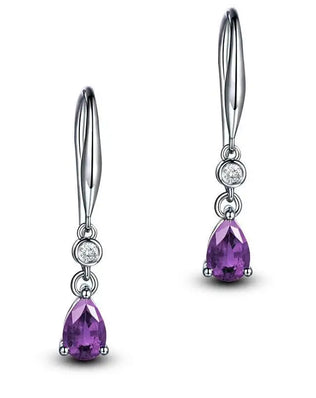 Silver 925 Earrings Water Drop Shape Zircon Gemstones