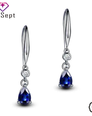 Silver 925 Earrings Water Drop Shape Zircon Gemstones