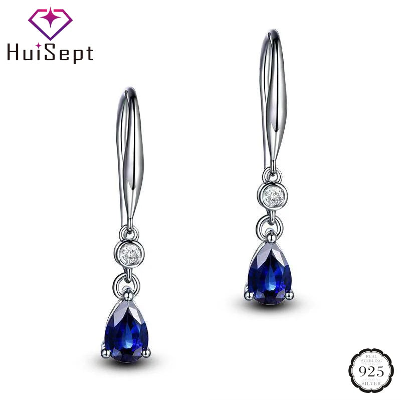 Silver 925 Earrings Water Drop Shape Zircon Gemstones